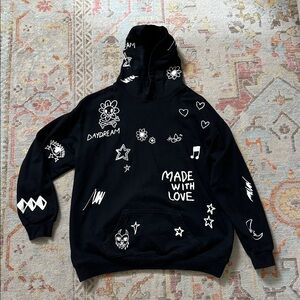 Mayfair x I scream colour one size Black Graphic Hoodie with White Designs